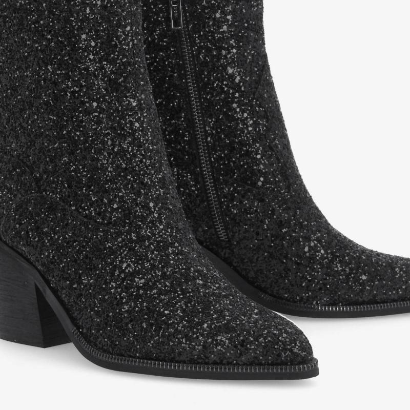 LEONIE ZIP BOOTS W - GLITTER - BLACK